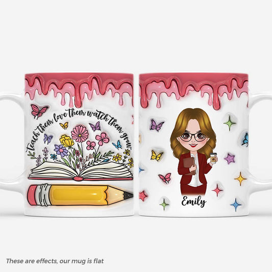 4301MUS1 3d printing effect personalized teacher mugs teach them love them watch them grow 4301M3Q5T_4a4f71d9 18f4 44ee 98ab f630fc966d0d