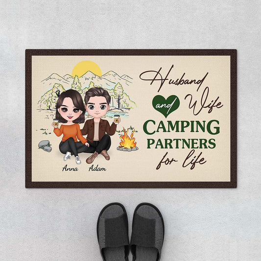 4326DUS1 personalized couple gift camping partner for life doormat 4326D6Q8G