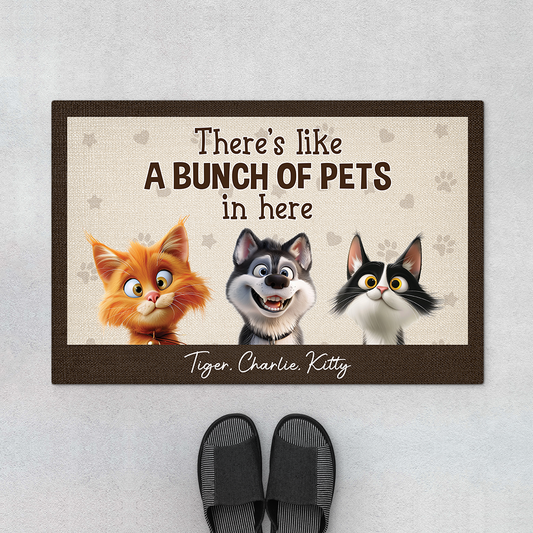 4327DUS1 personalized funny gifts for pet lovers bunch of pets welcome mat 4327D6T5D