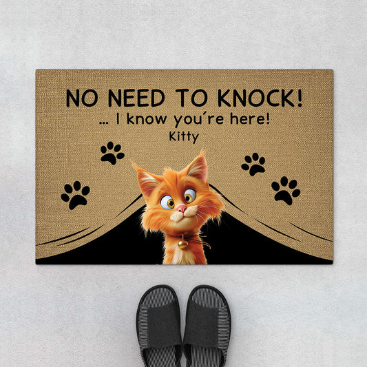 4334DUS1 funny personalized _cat gifts no need to knock cat doormat 4334D8Q5D