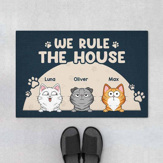 4340DUS1 personalized funny cat doormat we rule the house 4340D