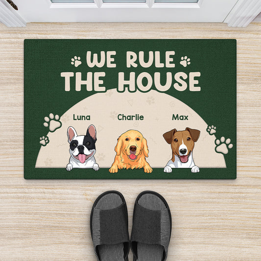 4340DUS2 personalized funny dog doormat we rule the house 4340D5M8C