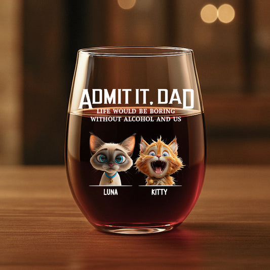 4351IUS1 personalized stemless wine glasses funny gifts for cat dads 4351IKMD