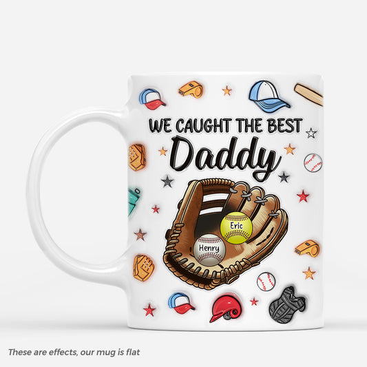 4354MUS1 3d printing effect custom baseball gifts for dad_ we caught the best dad mug 4354M5T3B