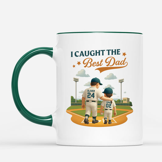 4370MUS2 custom dad gifts baseball dad mug_ i caught the best dad_ 4370M5T3B