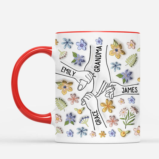 4393MUS2 3d printing effect personalized mothers day gift a mother holds her childrens hands mug 4393M5L5A