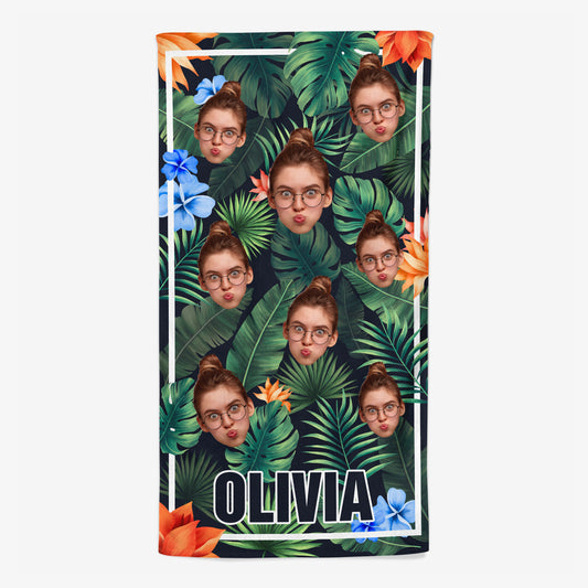 4461BUS1 personalized beach towels with faces summer gifts for her 4461BKM5A