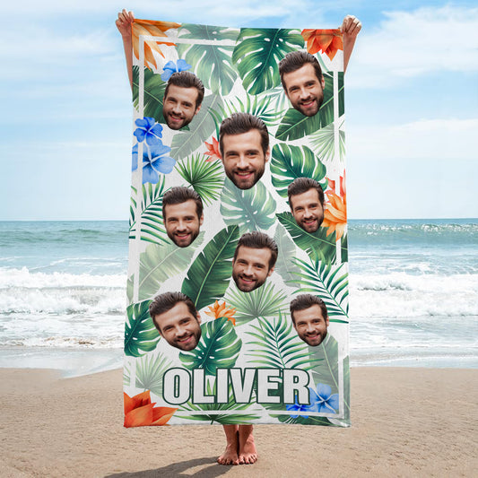 4461BUS2 personalized beach towels with faces summer gifts for her 4461BKM5A