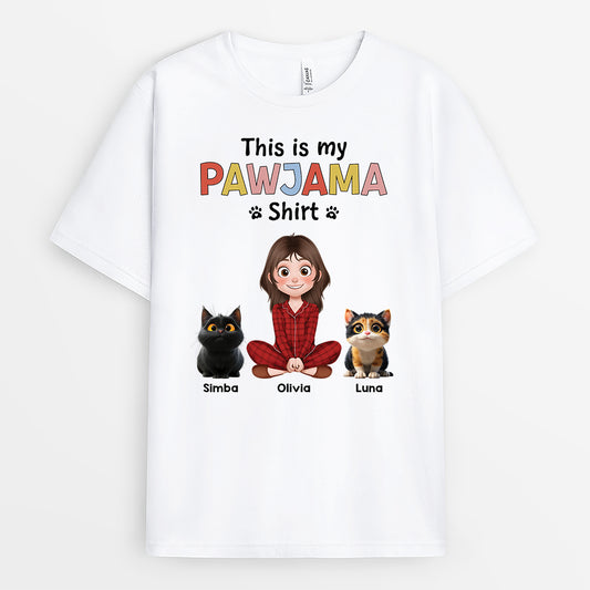 4466AUS1 personalized cat gifts for women cute pawjama shirt with cats 4466AKK0D