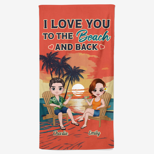 4474BUS1 custom beach towels for couples i love you to the beach and back 4474B6MTG