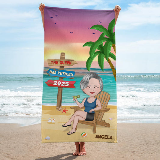 4478BUS2 custom beach towels funny retirement gifts the legend has retired 4478B6TMG
