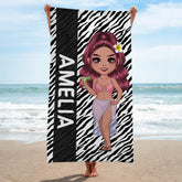 4563BUS2 personalized leopard print beach towel summer gifts for her 4563BKLTA