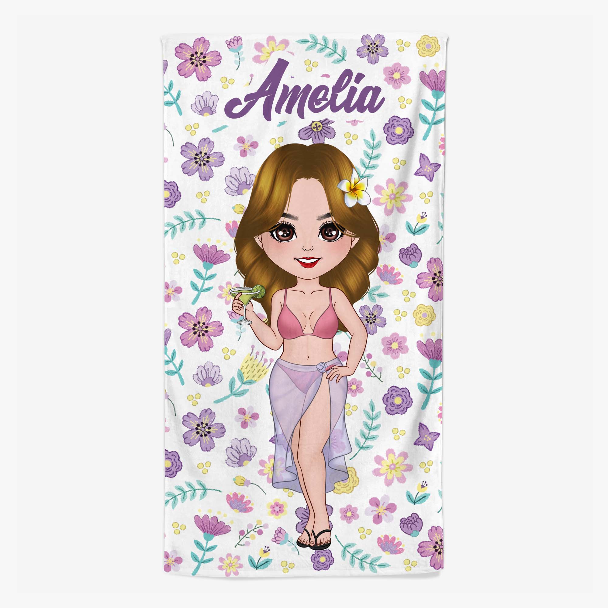 4593BUS1 personalized flower beach towel summer holiday gifts for her 4593B5M0A