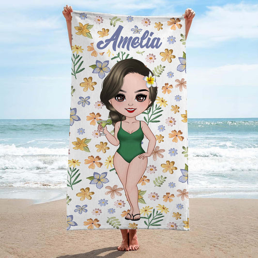4593BUS2 personalized flower beach towel summer holiday gifts for her 4593B5M0A