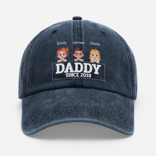 4642AUS1 custom washed cotton cap dadmom gifts with kids names 4642ajtpnb