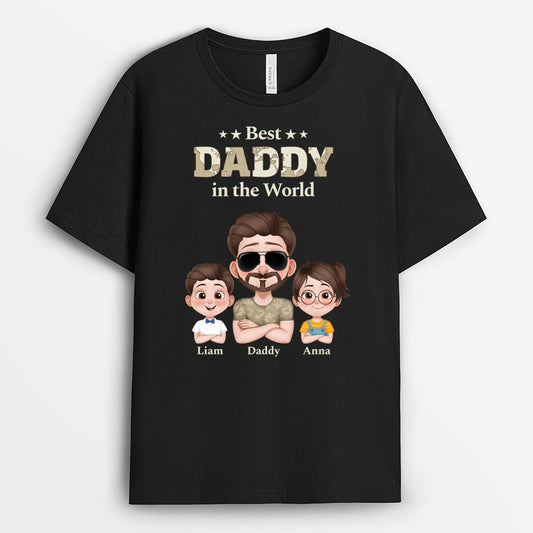 4676AUS1 custom fathers day gift for dad best daddy in the world shirt 4676A3T0B