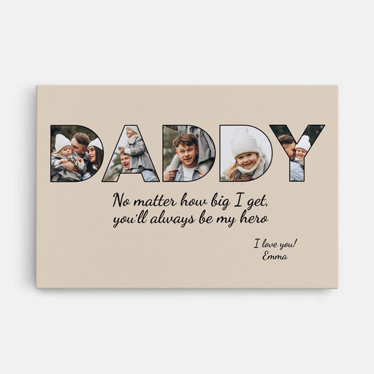 4689CUS1 personalized fathers day gift dad you will always be my hero_ canvas 4689C8T5B