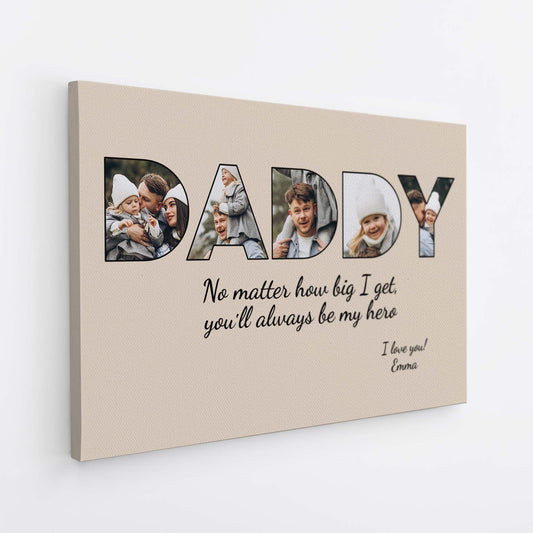 4689CUS2 personalized fathers day gift dad you will always be my hero_ canvas 4689C8T5B