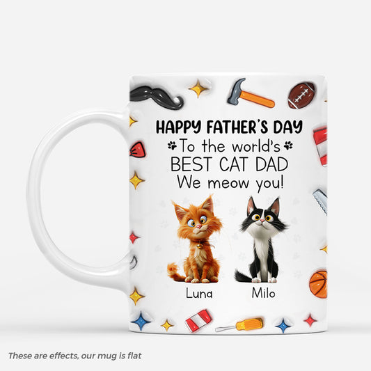 4720MUS1 3d printing effect custom mugs for fathers day cat dad presents 4720MKT0D