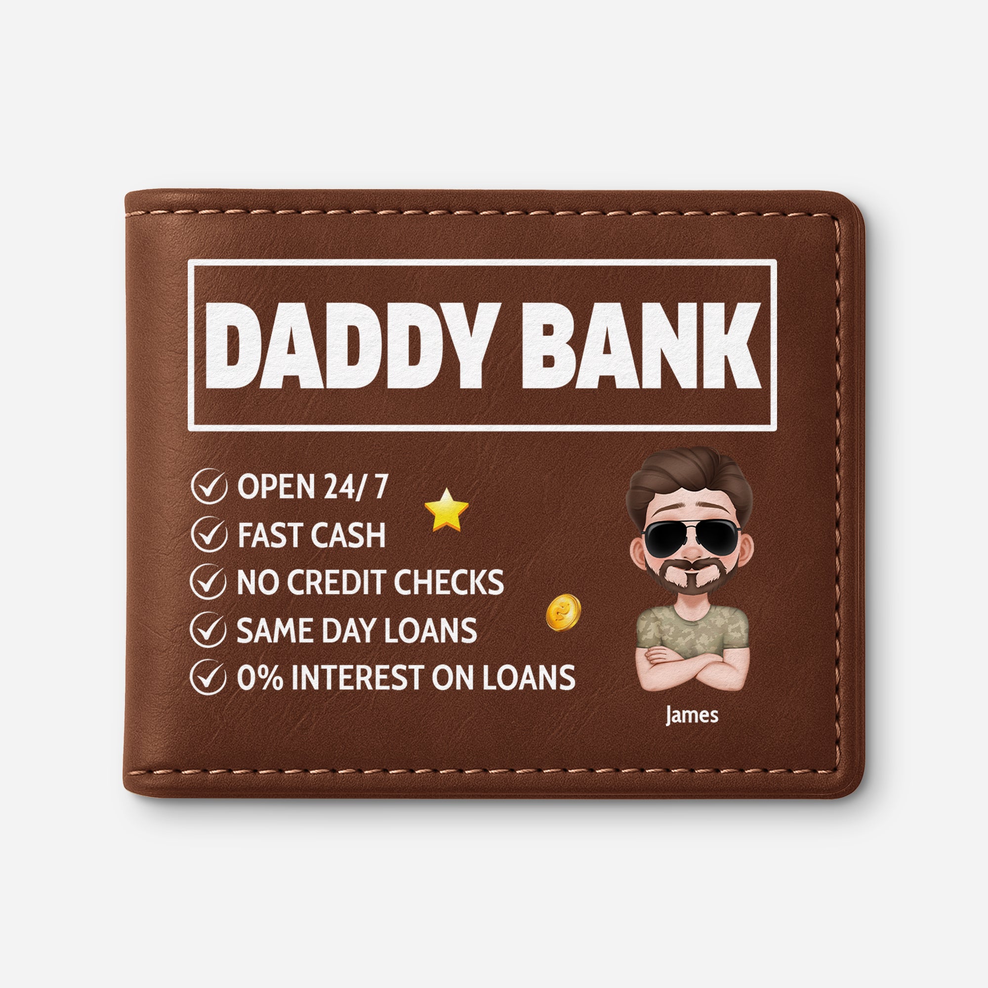 4839JUS1 customized gifts for dad dad bank leather wallet 4839JTTNB