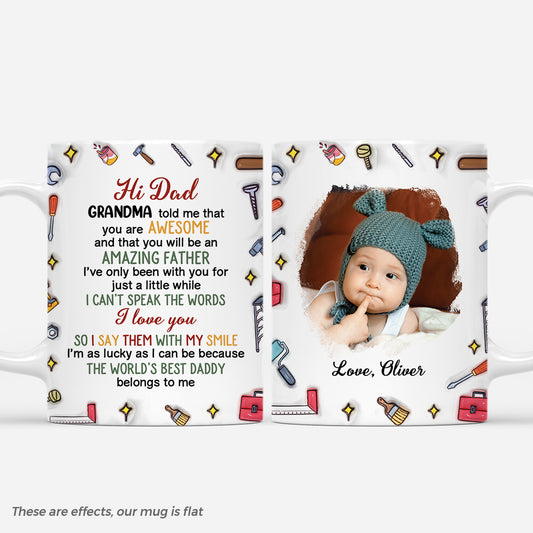 4917MUS1 custom dad presents hi dad i love you photo 3d mug 4917M8M5B