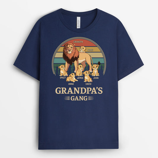 4925AUS2 personalized dad t shirt vintage lion daddys gang 4925A3L8B