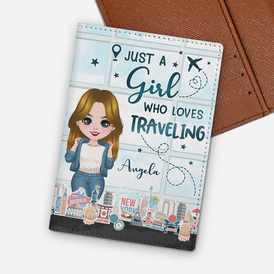 4947OUS1 personalized passport cover just a girl who loves traveling 4947O3LNA