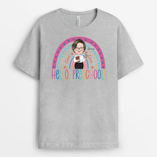 4983AUS2 personalized gifts for teacher hello preschool shirt_ 4983ATM0T