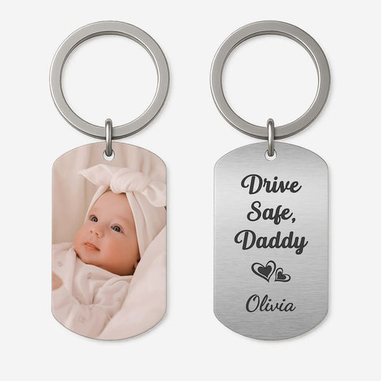 4997JUS1 personalized photo gifts for dad drive safe daddy keychain_ 4997JT4TB