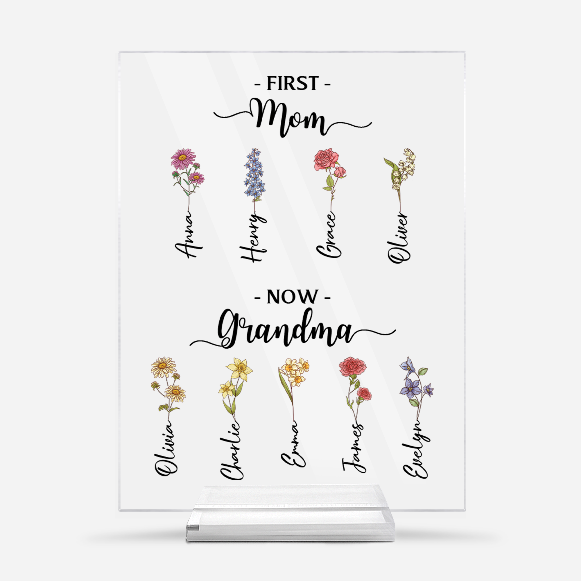 5040RUS1 first_ mom now grandma acrylic plaque with stand custom gifts for grandma 5040rttna