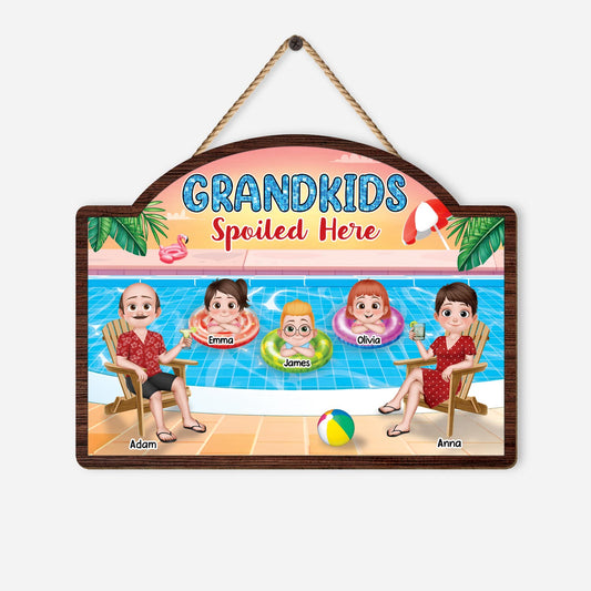 5127QUS1 custom gifts for grandparents grandkids spoiled here wood sign 5127Q3MAI