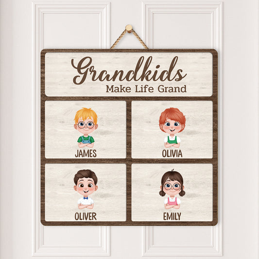 5130QUS2 personalized wooden sign_s grandkids make life more grand 5130QTMNA
