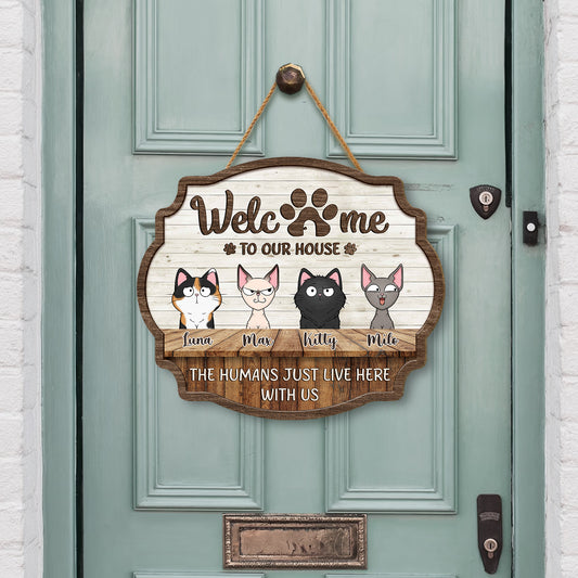 5135QUS2 custom cat gifts for humans wooden welcome signs for homes_ 5135QKYND