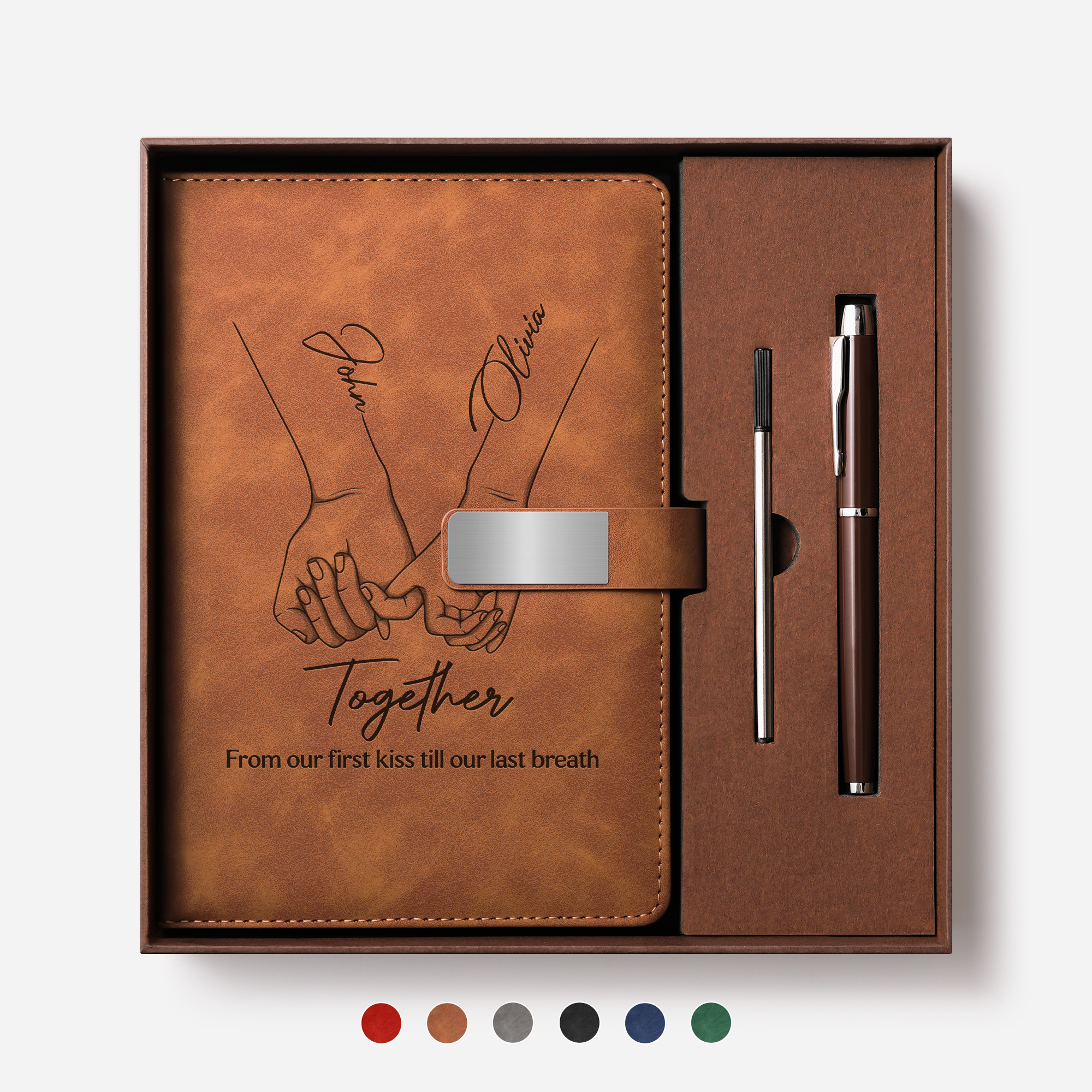 5150MUS2 engraved leather notebook and pen set custom gifts for couples 5150motfng