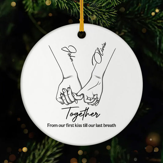 5150OUS1 personalized couple gifts first kiss to last breath ceramic ornament 5150OTQNG