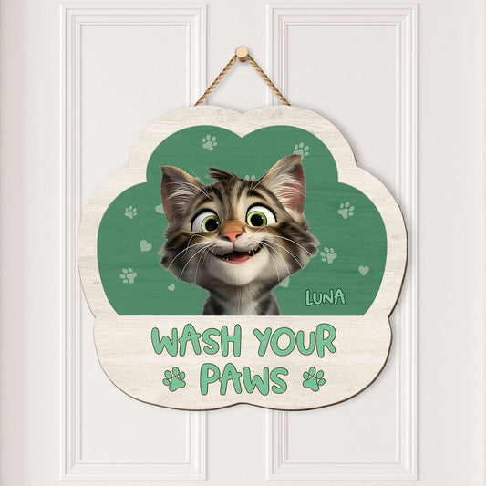 5214QUS2 custom gifts for cat lovers wash your paws wood signs 5214QK6ND
