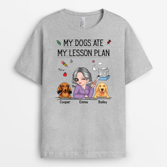 5223AUS2 personalized teacher gifts my dog ate my lesson plan_ shirt 5223ATGAT