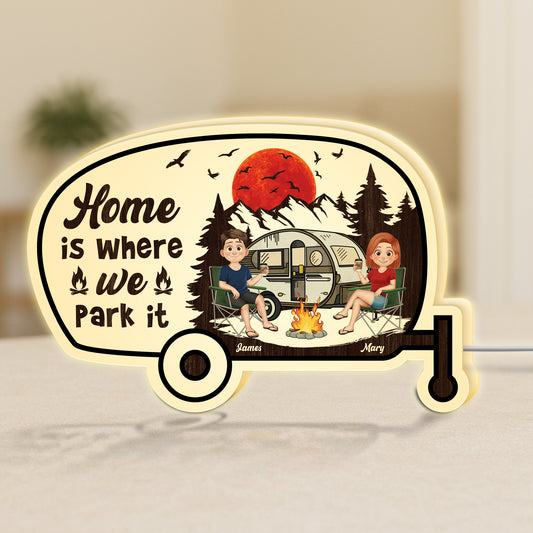5231LUS1 custom camping gifts for couples home is where we park it light box 5231LTLZG