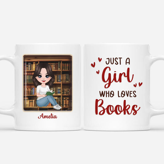 5271MUS1 custom gifts for book lovers just a girl who loves books mug 5271M3MAA