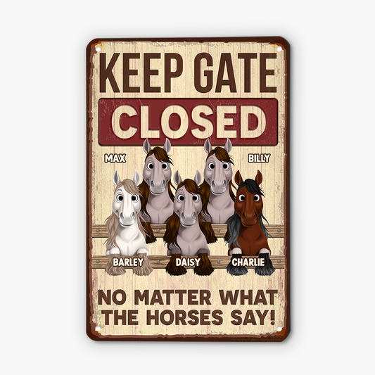 5308EUS2 personalized horse gifts metal keep gate closed sign_ 5308E3VMU