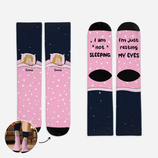 5320JUS1 custom socks im not sleeping im just resting my eyes socks 5320J3ZZB