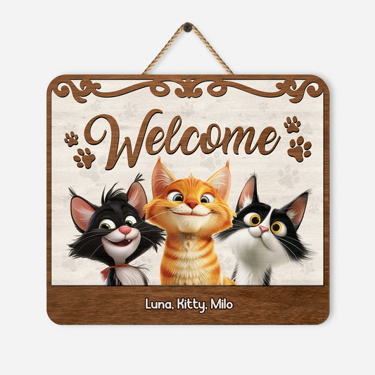 5321QUS1 personalized gifts _for cat owners wooden welcome signs 5321Q3YND