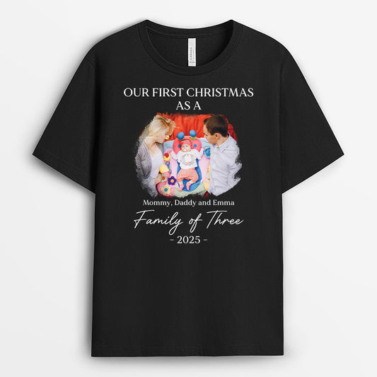 5350AUS1 personalized photo shirts first christmas as a family of 3 5350AKQ0I
