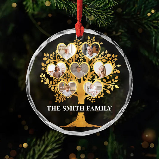 5376OUS1 personalized family tree gifts glass christmas tree ornaments 5376O