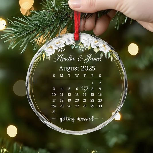 5393OUS2 personalized glass ornaments engagement gifts for couples 5393OKLNG