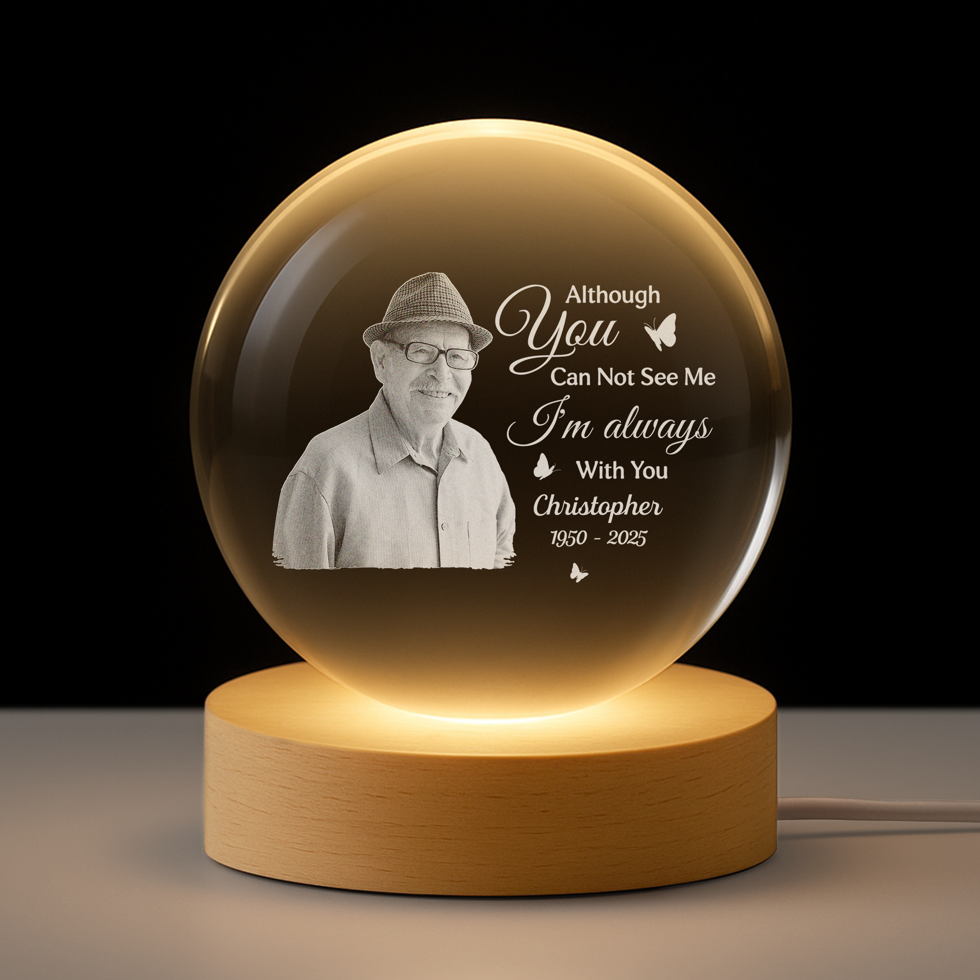 5399LUS1 personalized crystal ball lamp memorial gifts with photo 5399L8HNB
