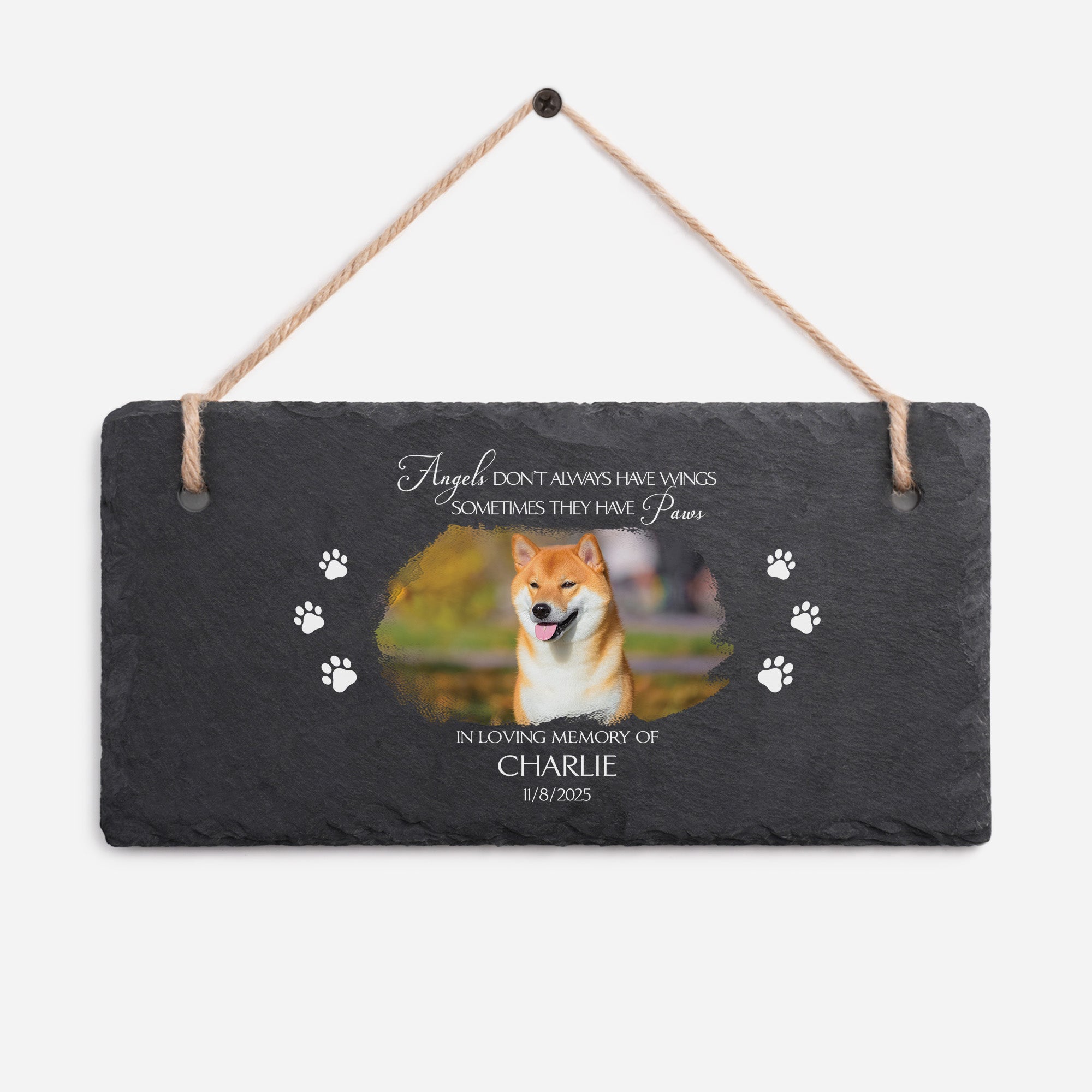 5408EUS1 in loving memory slate garden sign with photo custom pet memorial gifts 5408ecq5c