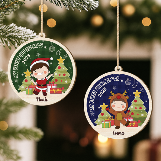 5430OUS2 custom 1 layered wooden ornament_ babys first christmas gifts 5430O3KQK