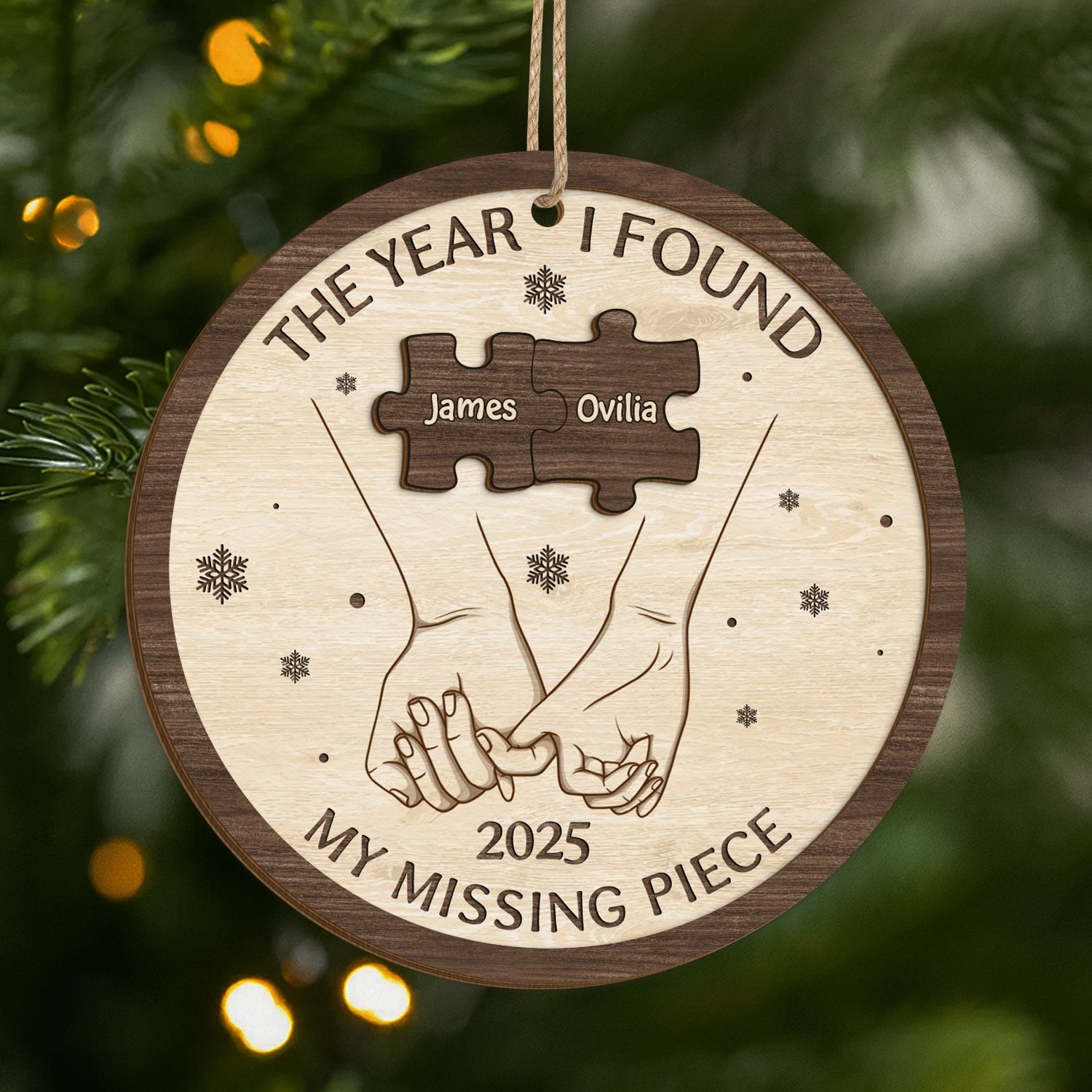 5444OUS1 custom christmas gifts for couples _ 2 layered wooden ornament_ 5444OTVNG