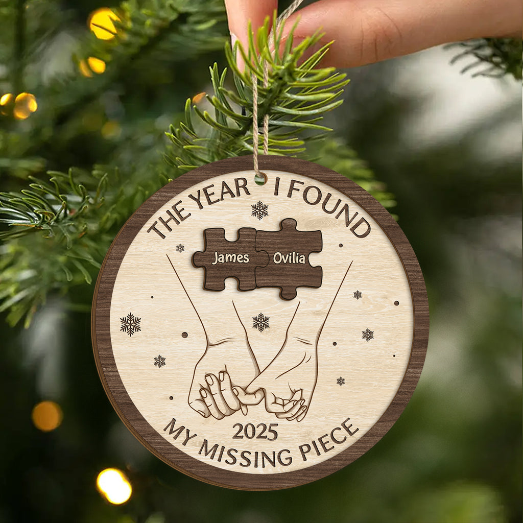 5444OUS2 custom christmas gifts for couples _ 2 layered wooden ornament_ 5444OTVNG